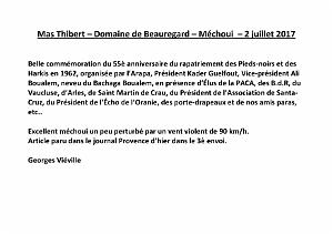 2017 07 02 55 EME ANNIVERSAIRE DE L EXODE DES PIEDS NOIRS ET HARKIS AU MAS THIBERT
